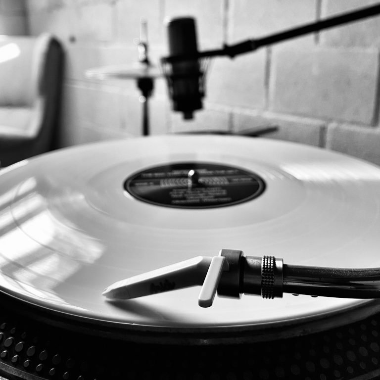 White vinyl record The Boy Who Fell From The Sky from Mononome on the turntable