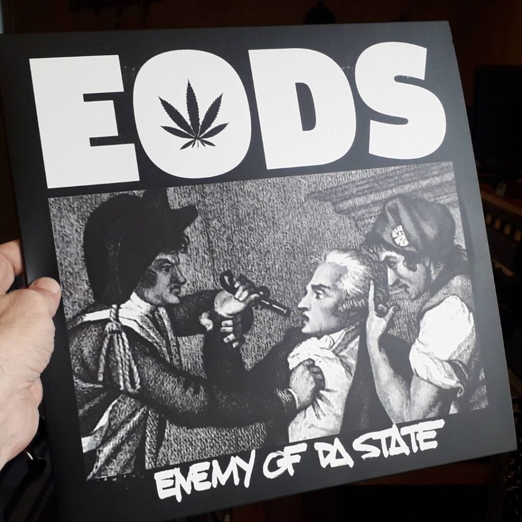 Holding E.O.D.S. vinyl album