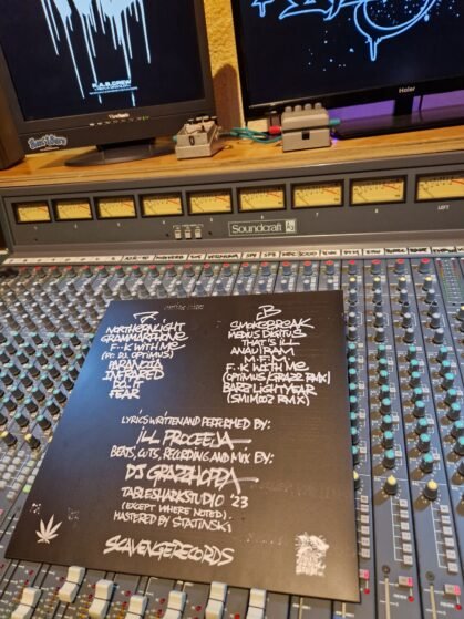 E.O.D.S. vinyl back cover on the console