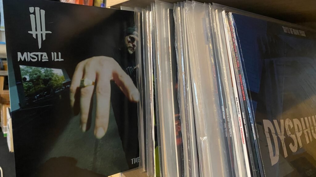 vinyl album on the crate