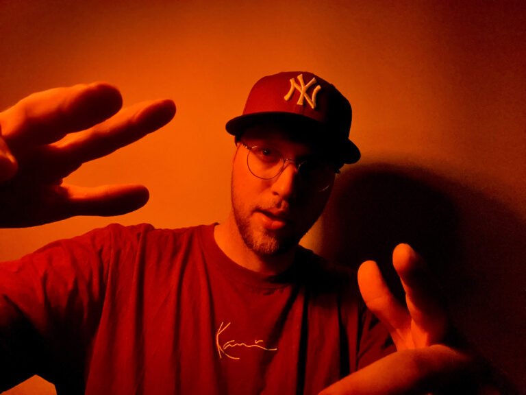 Image of a person with red filter