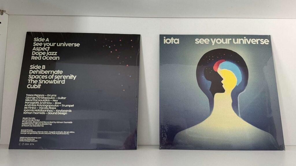 Two copies of IOTA's *See Your Universe* LP displayed on a white background, showing the front and back covers.