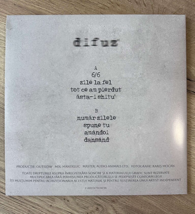 Outflow – Difuz album back cover with tracklist
